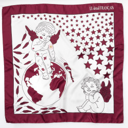 Carré de soie "Chérubins" (bordeaux)